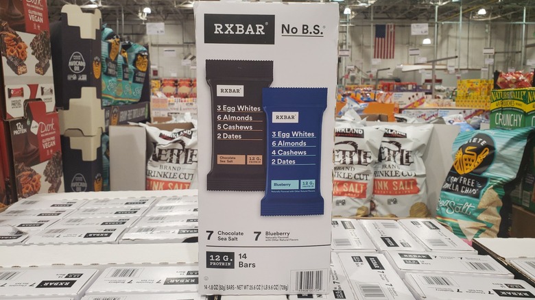 A box of RXBar protein bars on a shelf at Costco