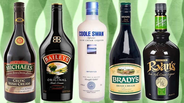 Various Irish cream liqueur bottles