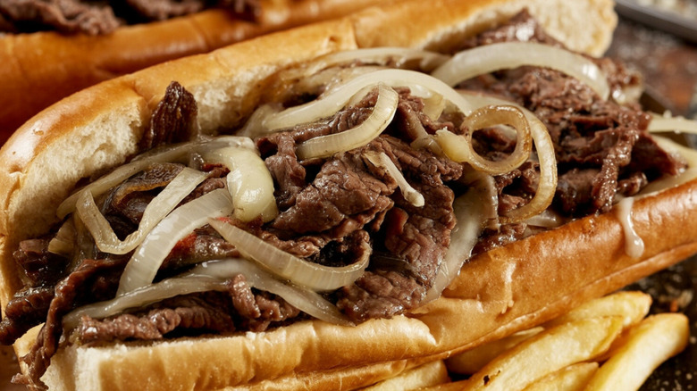 Philly cheesesteak with grilled onions