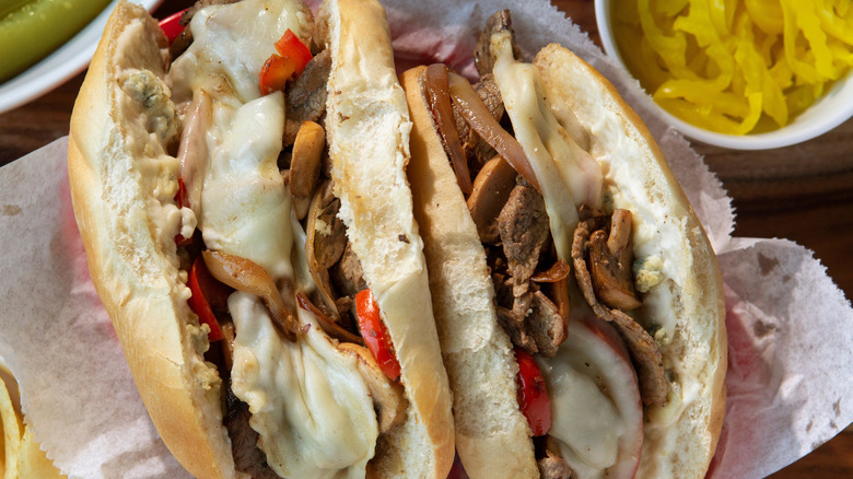 Philly cheesesteak with banana peppers