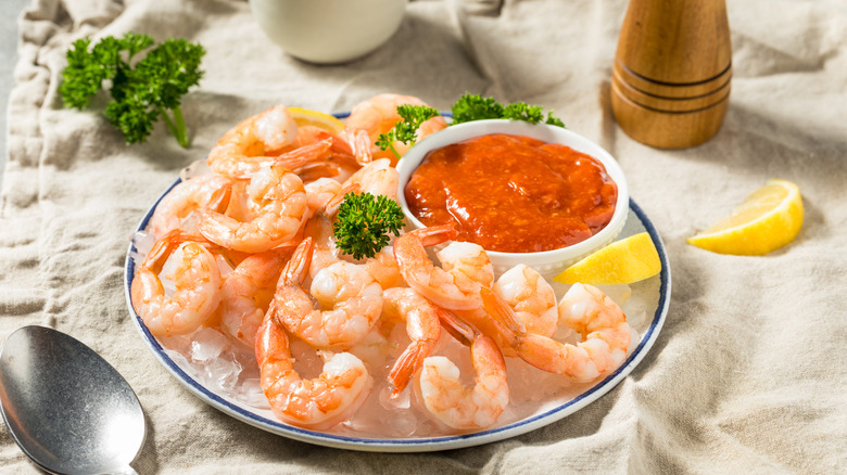 Plate of shrimp cocktail
