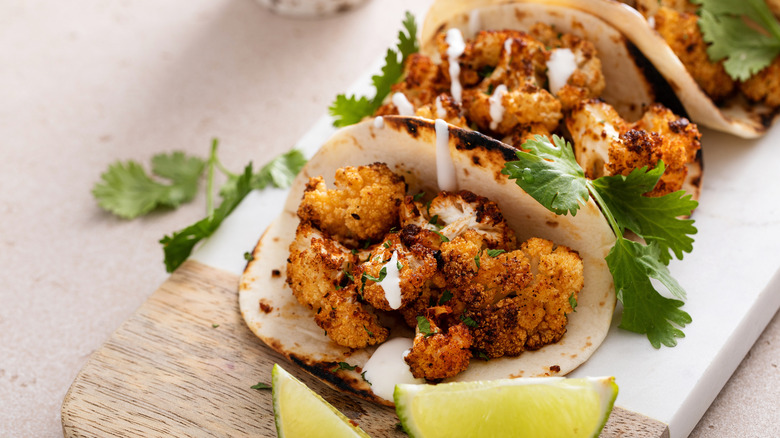Spicy roasted cauliflower tacos