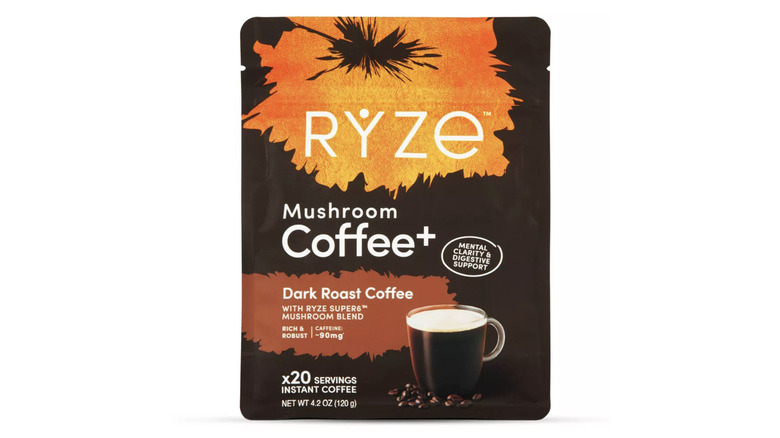 RYZE Mushroom coffee on white background