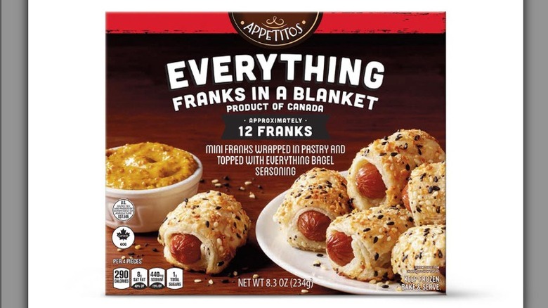 Aldi Everything franks on white surface