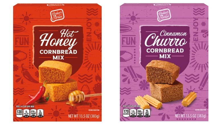 Cornbread mixes on white background