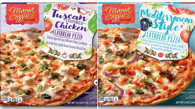 Mama Cozzi's pizzas on white background