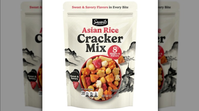 Savoritz Asian Rice Cracker mix on white background