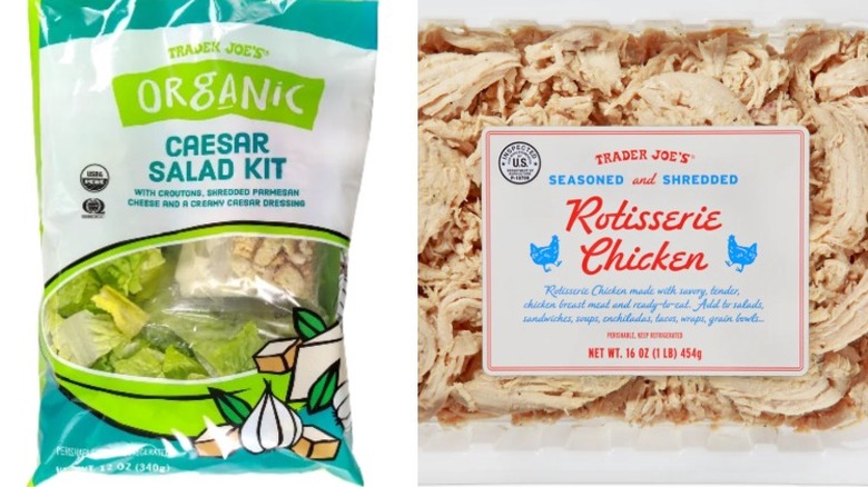 Trader Joe's Caesar Salad Kit and Rotisserie Chicken