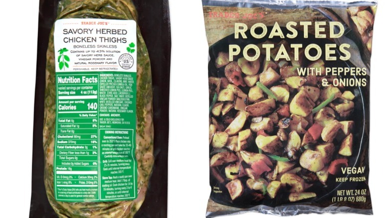 Savory herbed chicken and roasted potato packaging