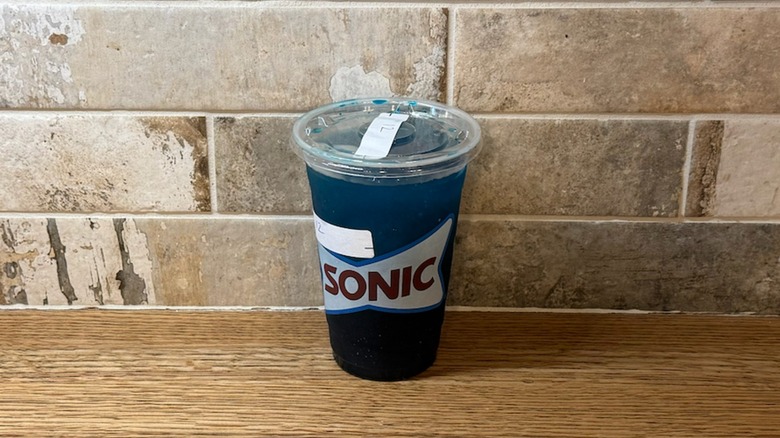 Sonic drink customization made with Lemonade, blue coconut, blue raspberry flavor bubbles