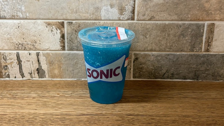 Sonic drink customization made with blue raspberry slush, make it dirty