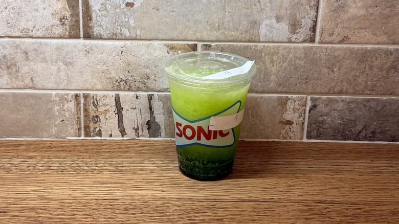 Sonic drink made with Sprite, twisted lime, sweet cream, and vanilla