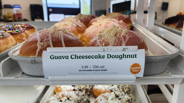 A tray of guava cheesecake donuts at Krispy Kreme that cost $2.99 each