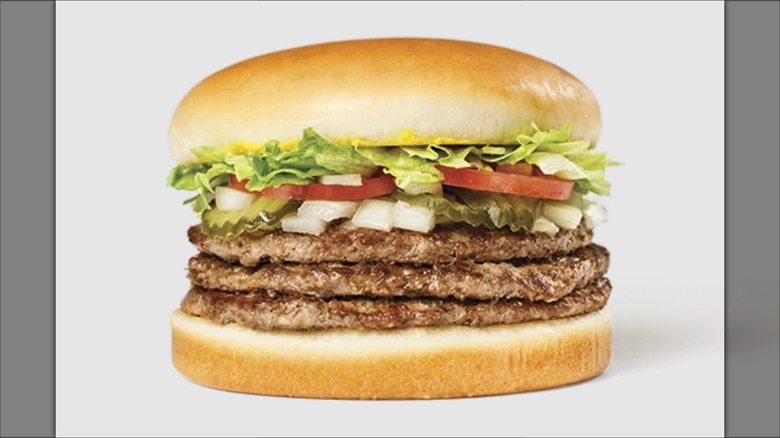 Whataburger Triple Meat Whataburger on a white background