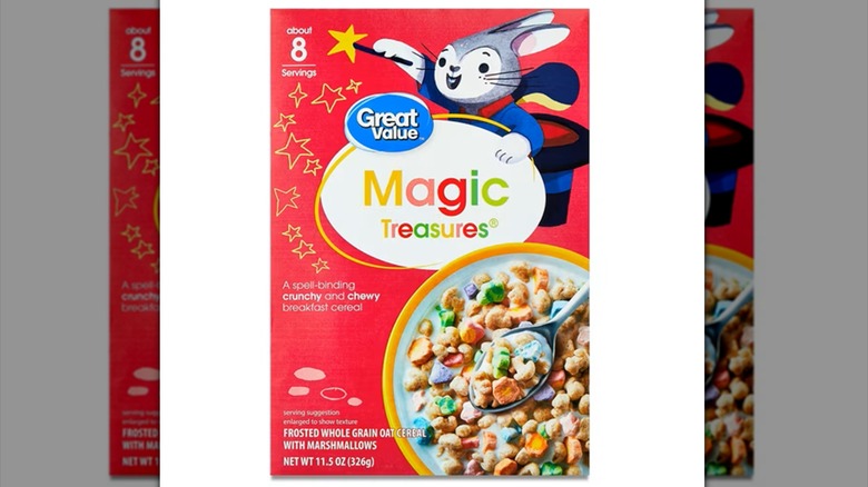 Box of Great Value Magic Treasures on white background