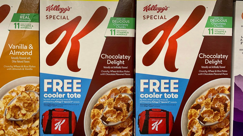 Close-up of Special K Chocolatey Delights boxes