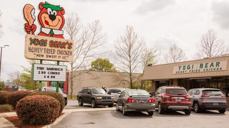 Exterior of Yogi Bear Honey Fried Chicken on overcast day