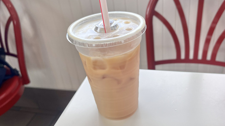Iced coffee with oat milk creamer