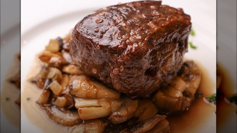 Single steak on plate