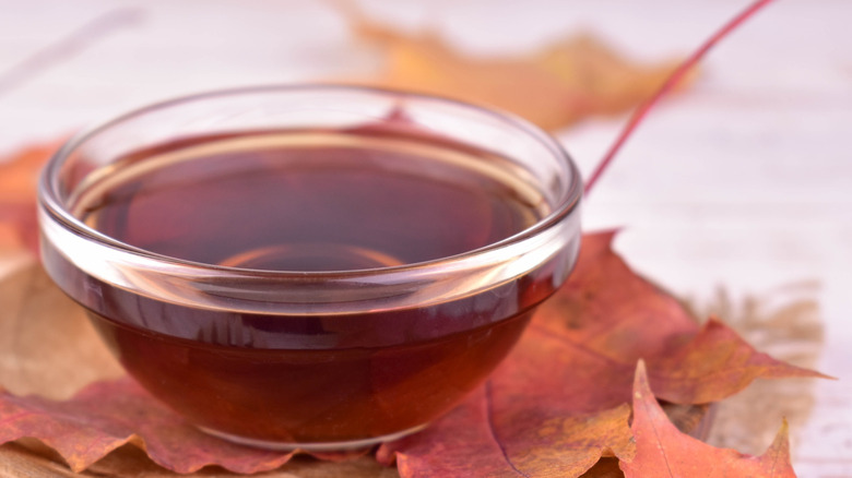 Bowl of maple syrup