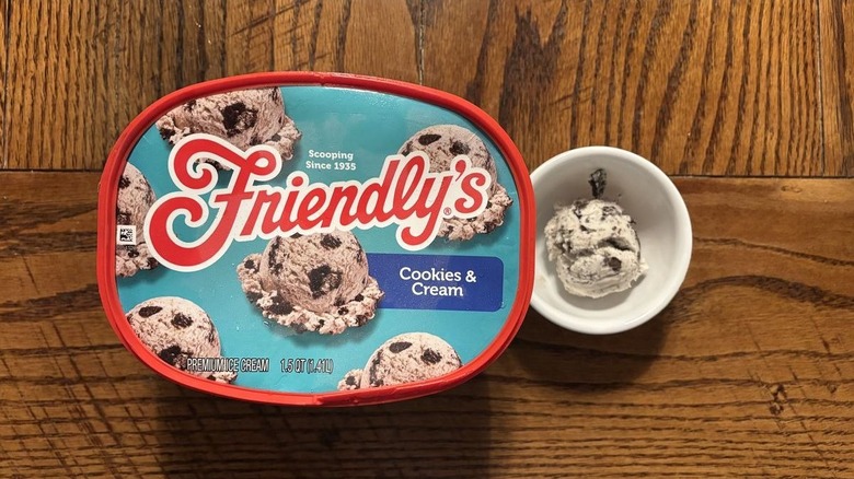 friendlys cookies and cream ice cream carton