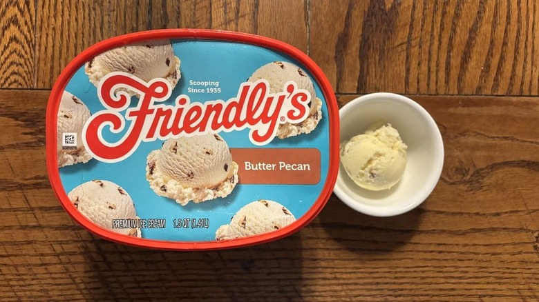 friendlys butter pecan ice cream carton