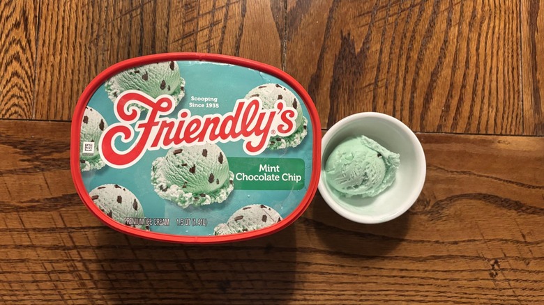 friendlys mint chocolate chip ice cream carton