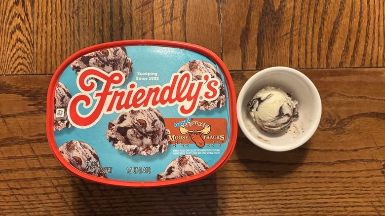 friendlys original moose tracks ice cream carton