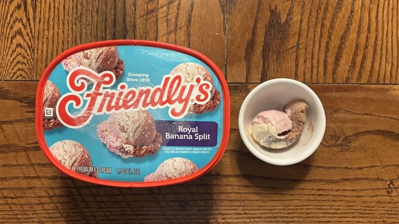 friendlys royal banana split ice cream carton