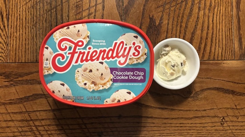 friendlys chocolate chip cookie dough ice cream carton