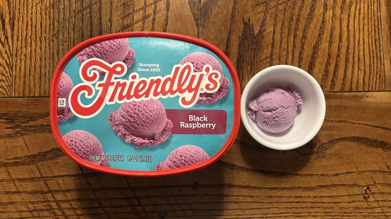 friendlys black raspberry ice cream carton