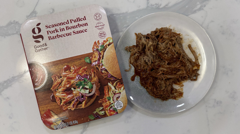 Good & Gather pulled pork in barbecue sauce on a plate