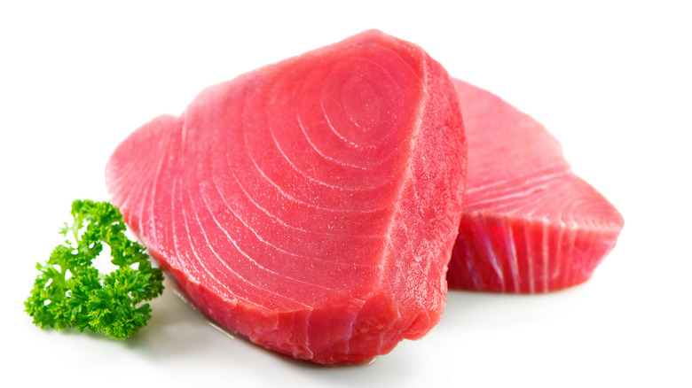 Raw tuna steaks 