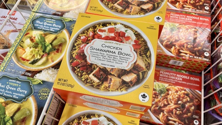 Trader Joe's Chicken Shawarma Bowl in freezer at store