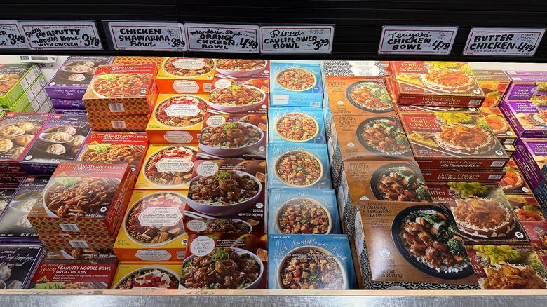 Freezer at Trader Joe's full of frozen meals