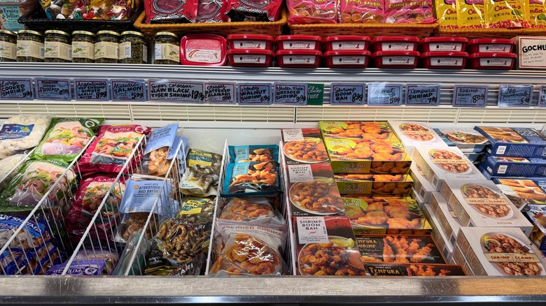 Freezer at Trader Joe's full of frozen meals