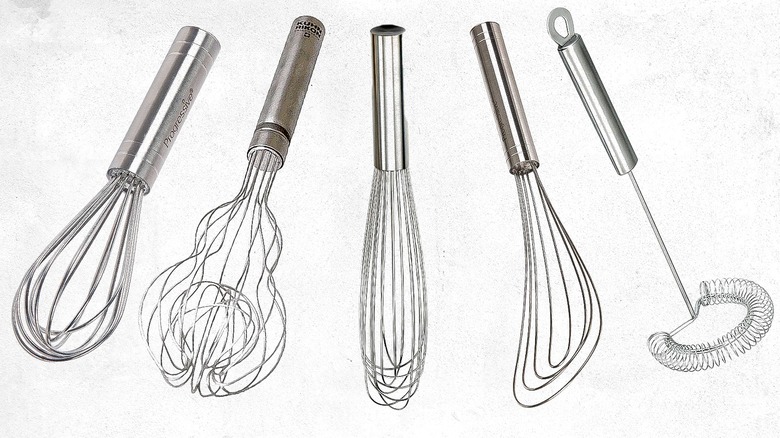 five types of hand whisks