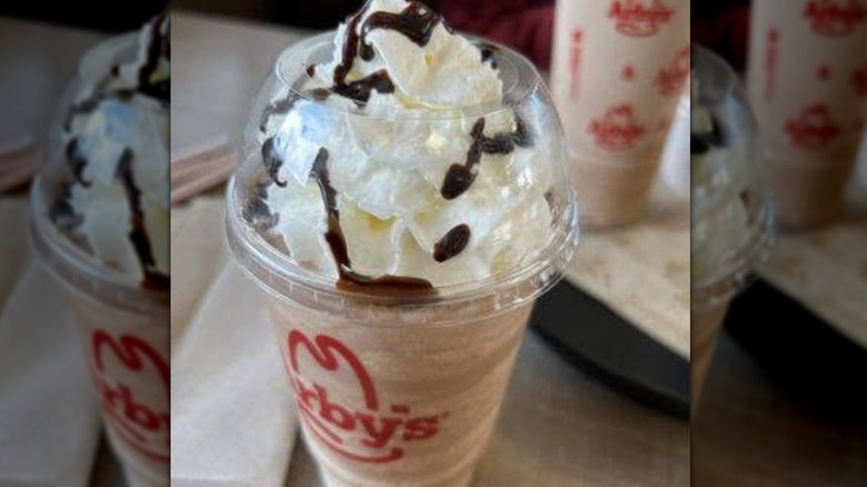 Arby's Jamocha milkshake on table
