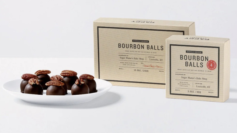 Pappy & Company's Bourbon balls next to box