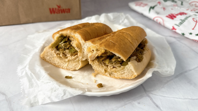 Wawa chipotle chicken cheesesteak hoagie on a plate