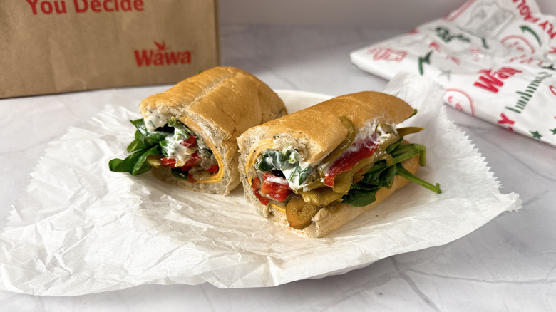 wawa fajita veggie hoagie on a plate