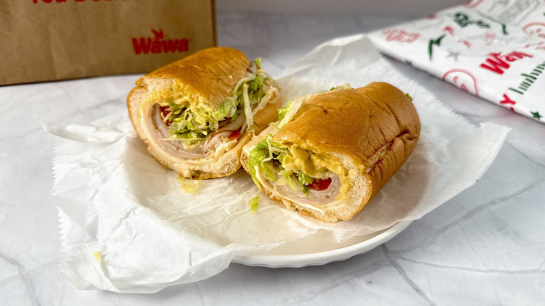 wawa turkey hoagie on a plate