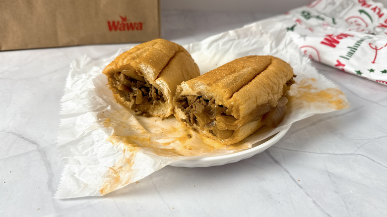 wawa cheesesteak hoagie on a plate