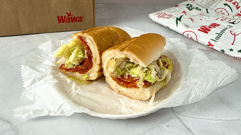 wawa pepperoni hoagie on a plate