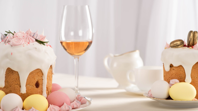 Easter cakes with wine glass