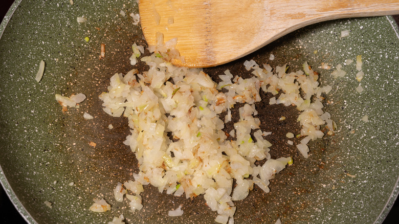sautéed onions in pot