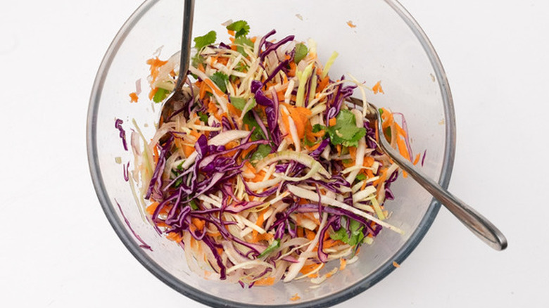 Bowl of cabbage and carrot slaw