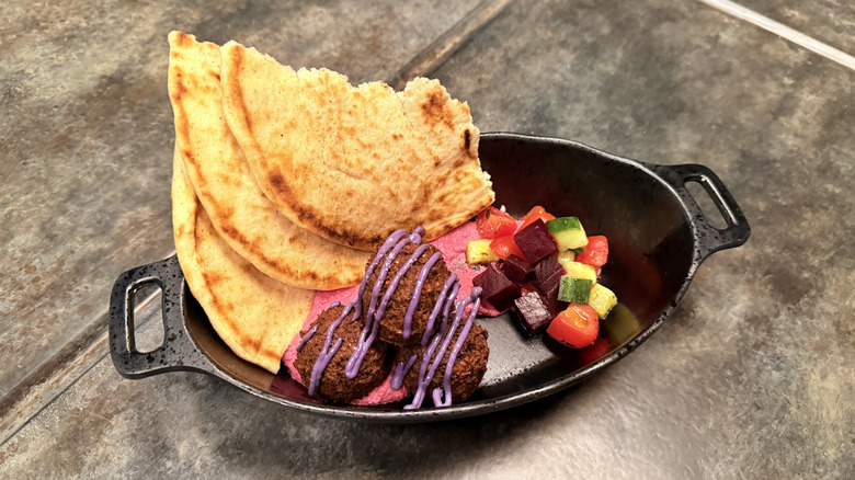 Felucian Falafel and Hummus Garden Spread on table