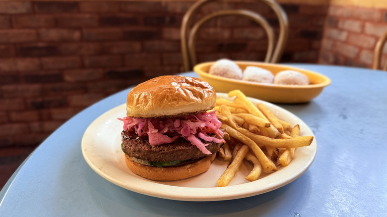 Korean-style Impossible Burger on table