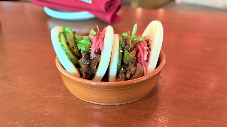 Nomad Lounge's Korean barbecue mushroom bao buns on a table